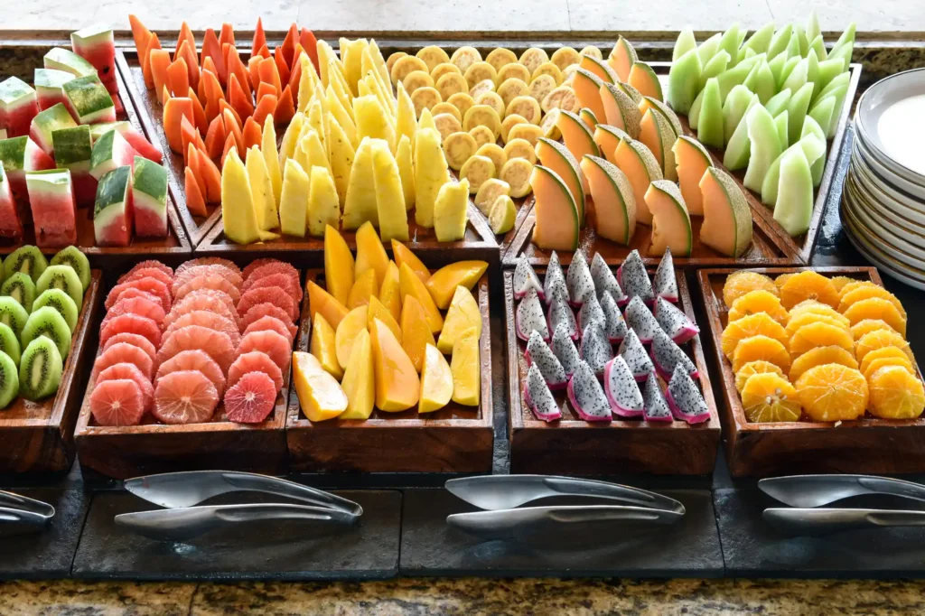 Fresh fruit on the breakfast buffet