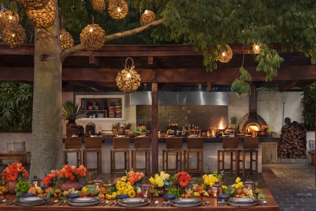 The scene of the Rosewood Mayakoba's communal La Ceiba dinner event.